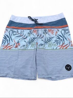 Islandhaze Men's Striped Swim Shorts - White & Navy